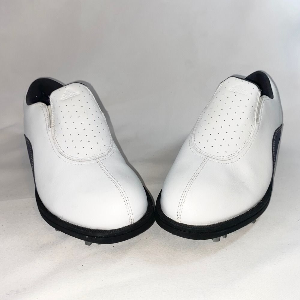 Adidas Slip On Golf Shoes White Grey Cleated Leather 679281‎ Womens Size 6 - Picture 8 of 14